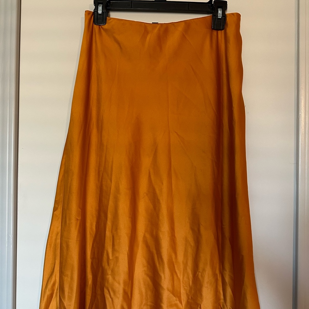 Satin Orange, express size medium maxi skirt